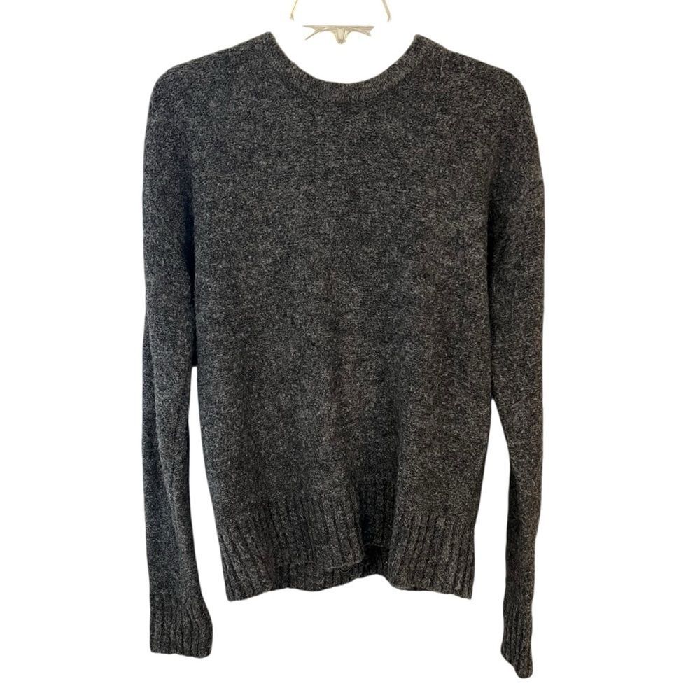 Lovers + Friends Lace Up Back Wool Blend Crewneck Sweater Gray Medium